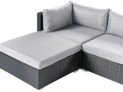 Set di divani angolari da giardino 4 posti SANO Lato destro Rattan sintetico (PE) Nero