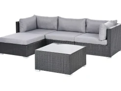 Set di divani angolari da giardino 4 posti SANO Lato destro Rattan sintetico (PE) Nero