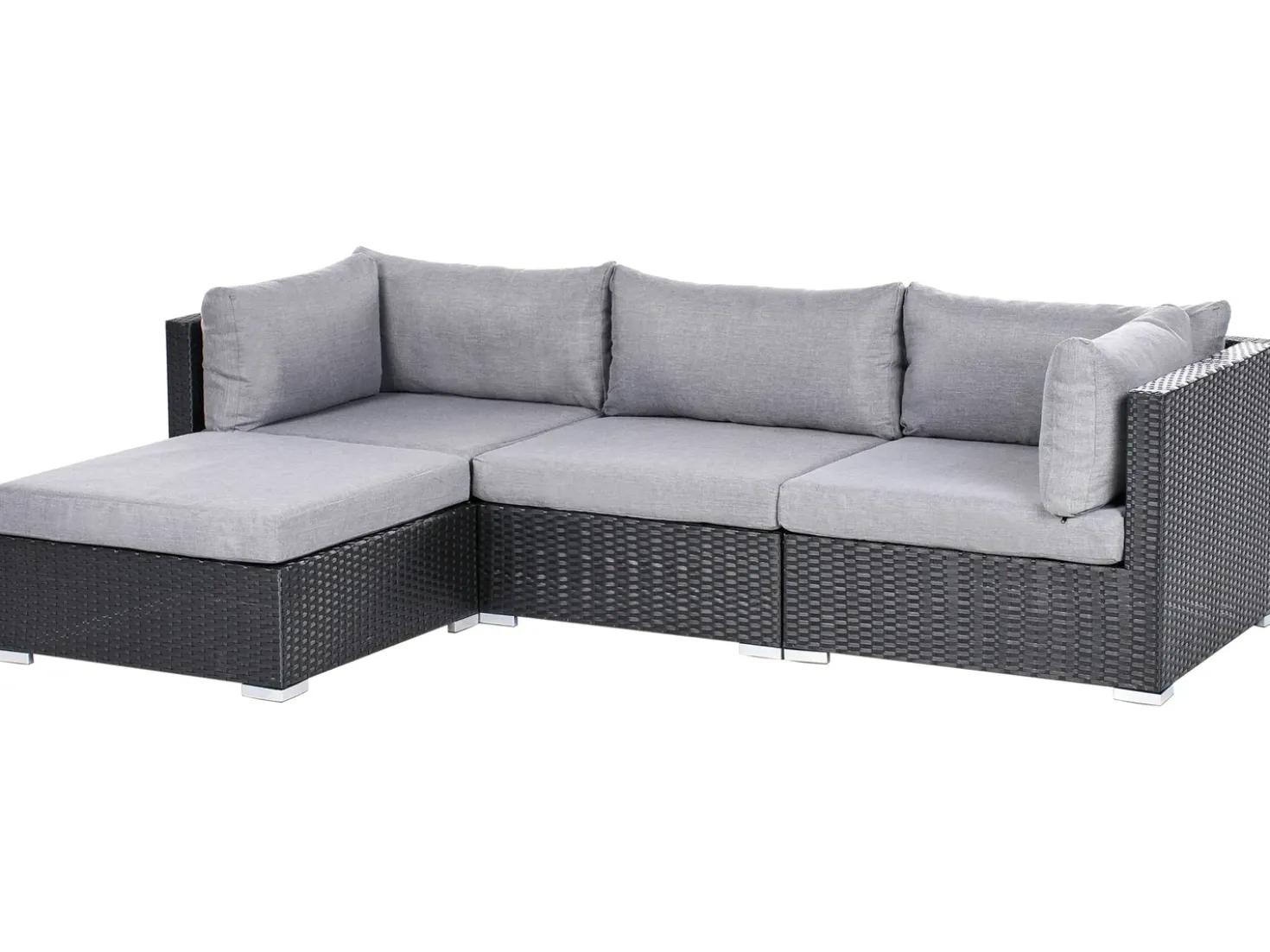 Set di divani angolari da giardino 4 posti SANO Lato destro Rattan sintetico (PE) Nero