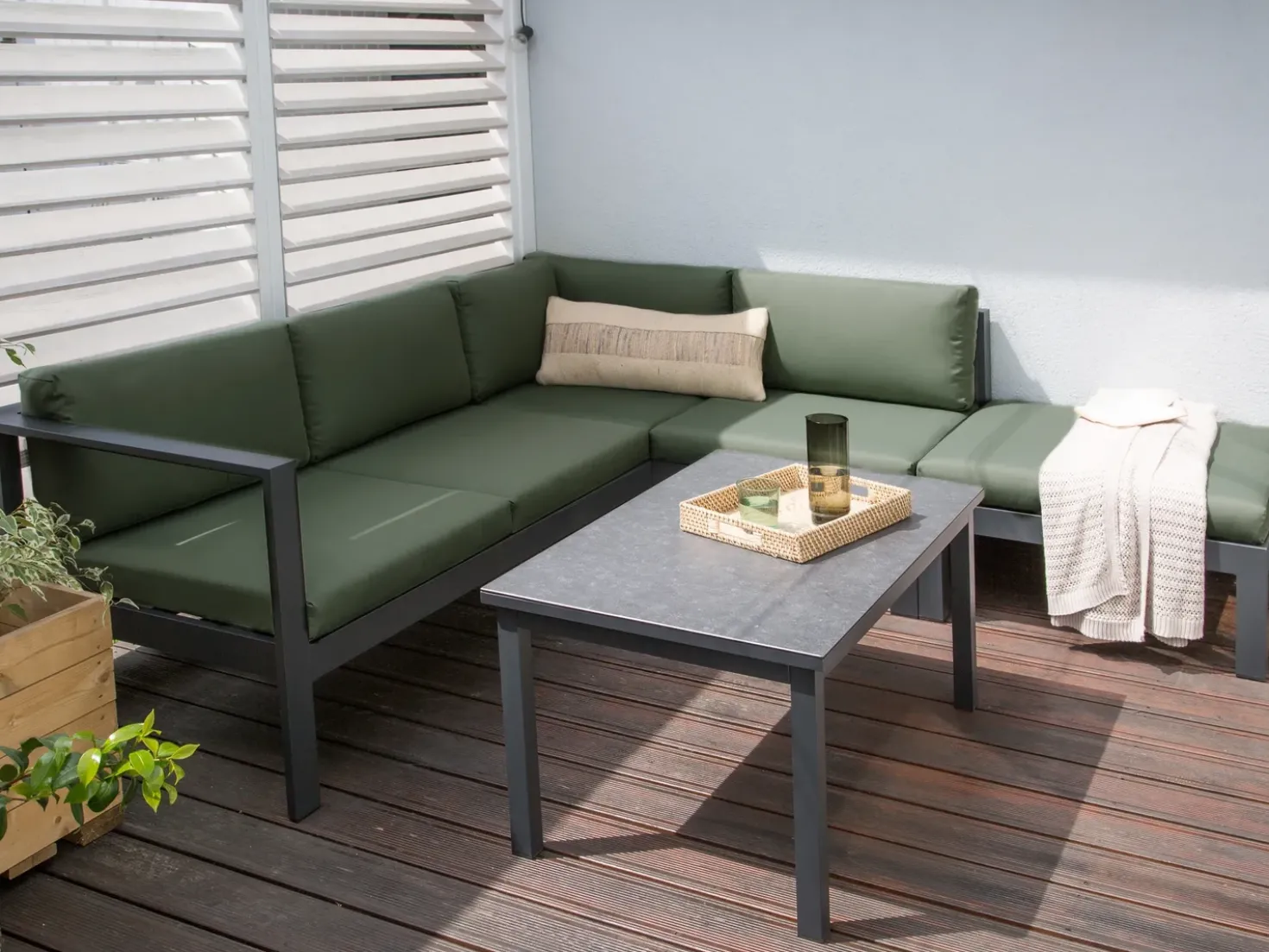 Set di divani angolari da giardino 5 posti MESSINA Lato Sinistro Metallo Verde