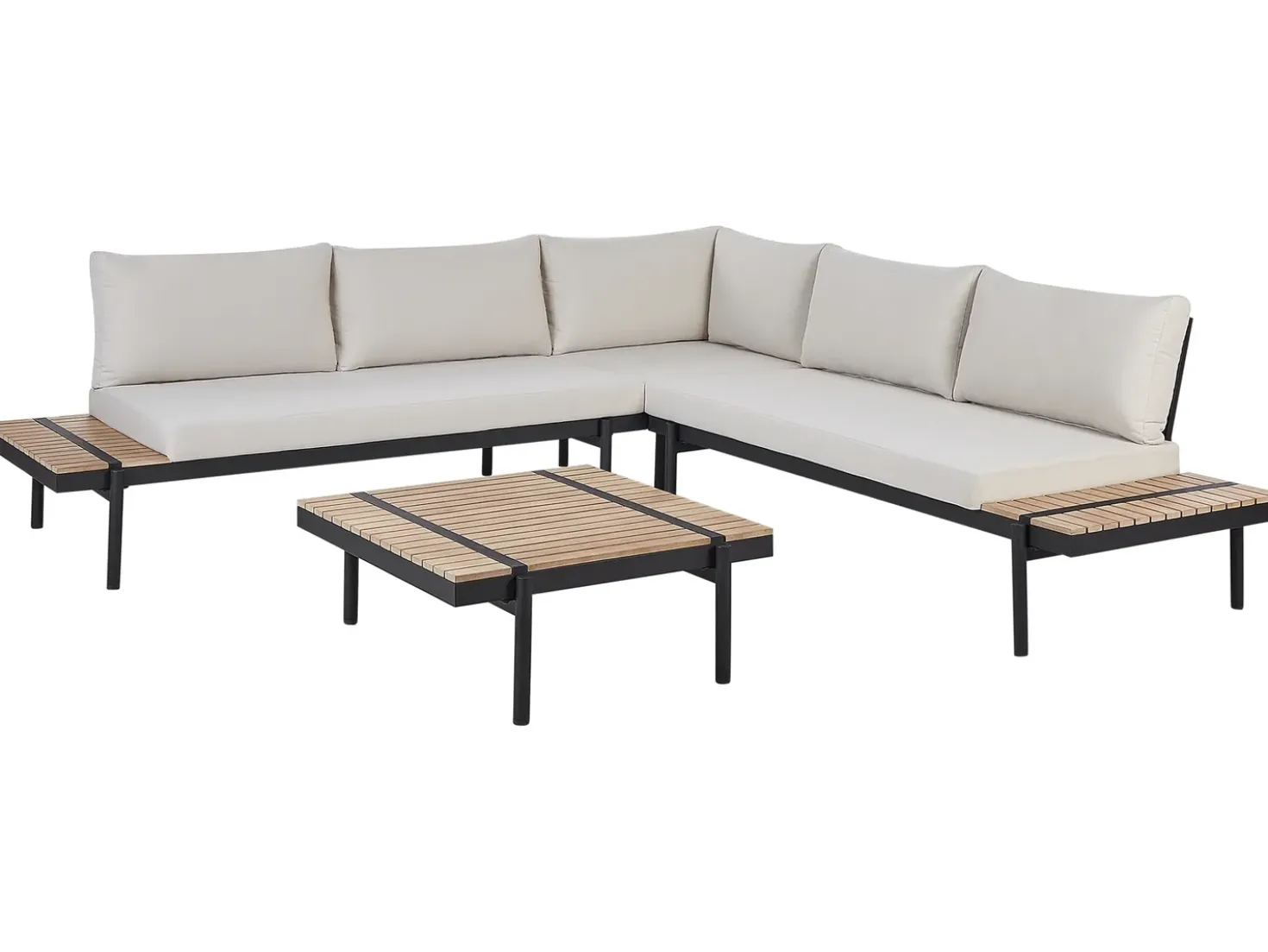 Set di divani angolari da giardino 5 posti BELLARIVA Legno d'eucalipto Bianco sporco