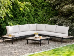 Set di divani angolari da giardino 5 posti BELLARIVA Legno d'eucalipto Bianco sporco