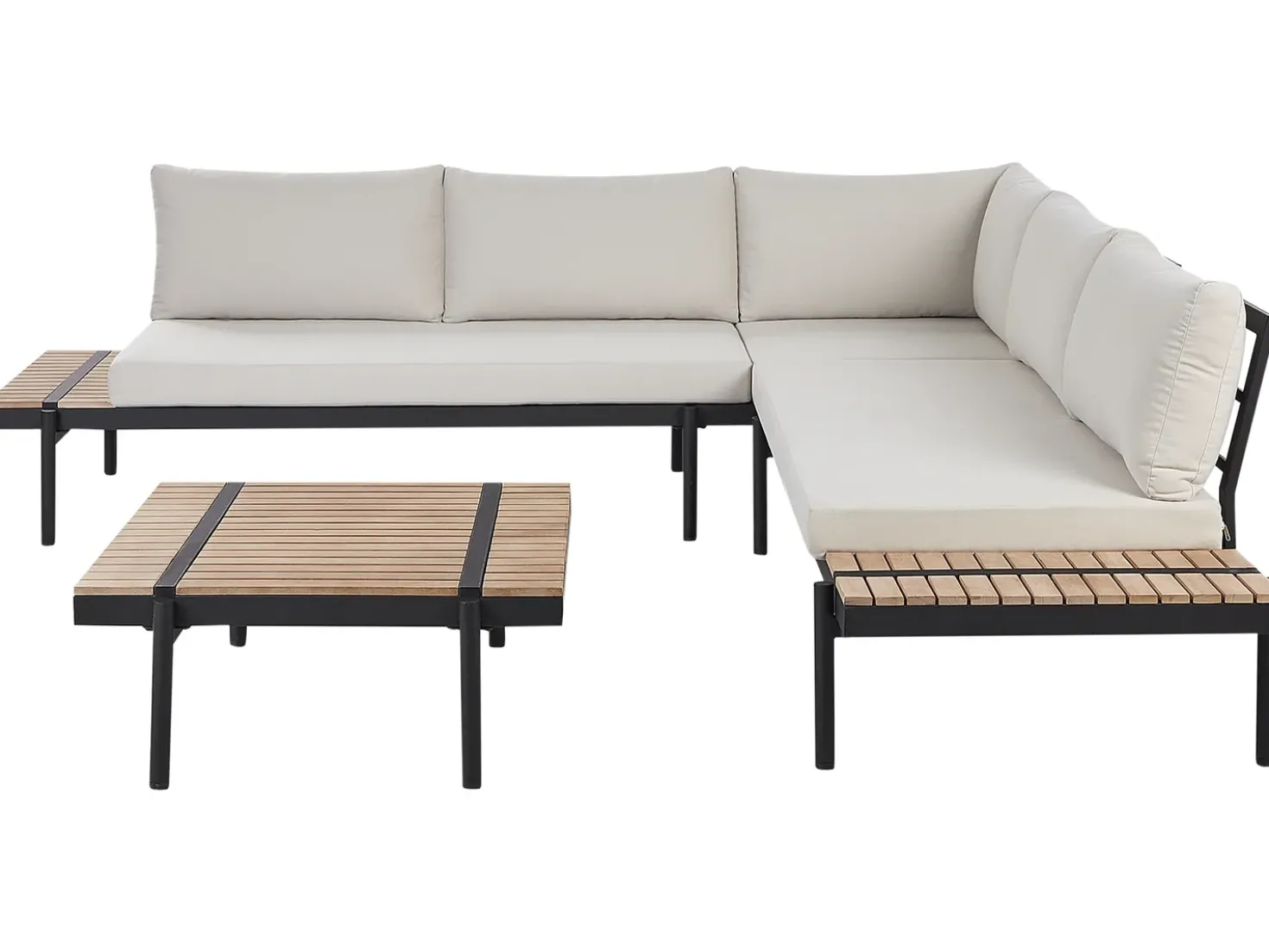 Set di divani angolari da giardino 5 posti BELLARIVA Legno d'eucalipto Bianco sporco