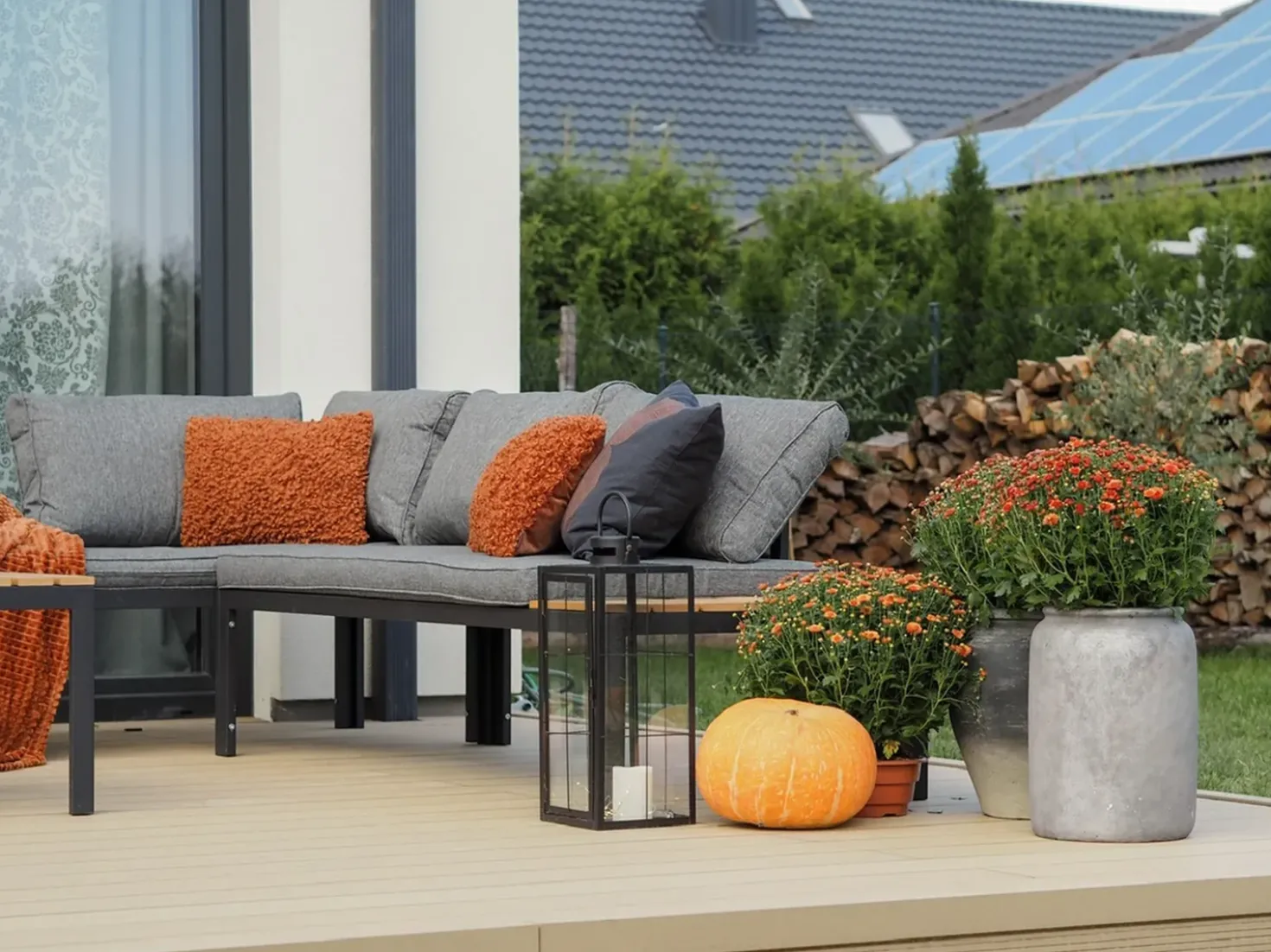Set di divani angolari da giardino 4 posti PIENZA II Lato destro Modulare Grigio