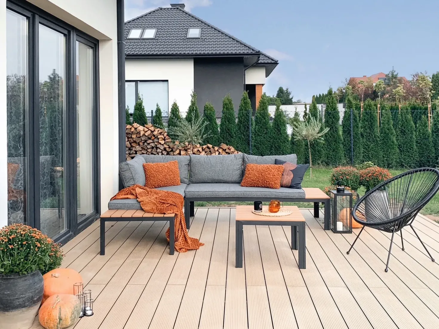 Set di divani angolari da giardino 4 posti PIENZA II Lato destro Modulare Grigio