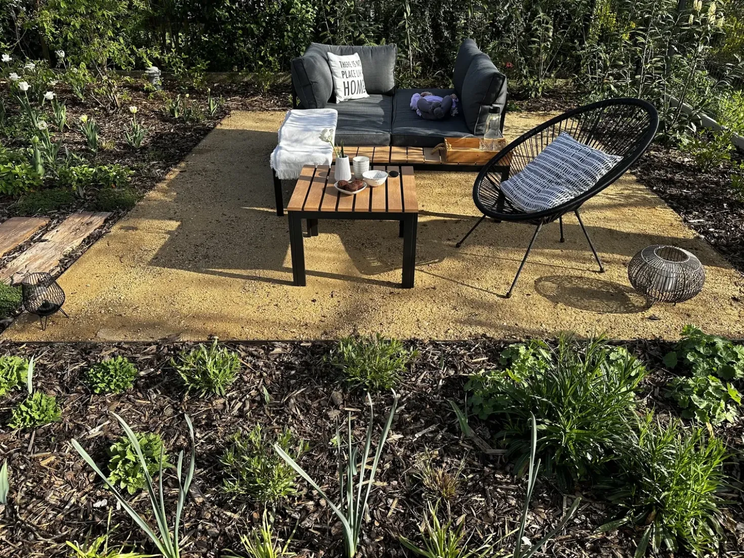Set di divani angolari da giardino 4 posti PIENZA II Lato destro Modulare Grigio