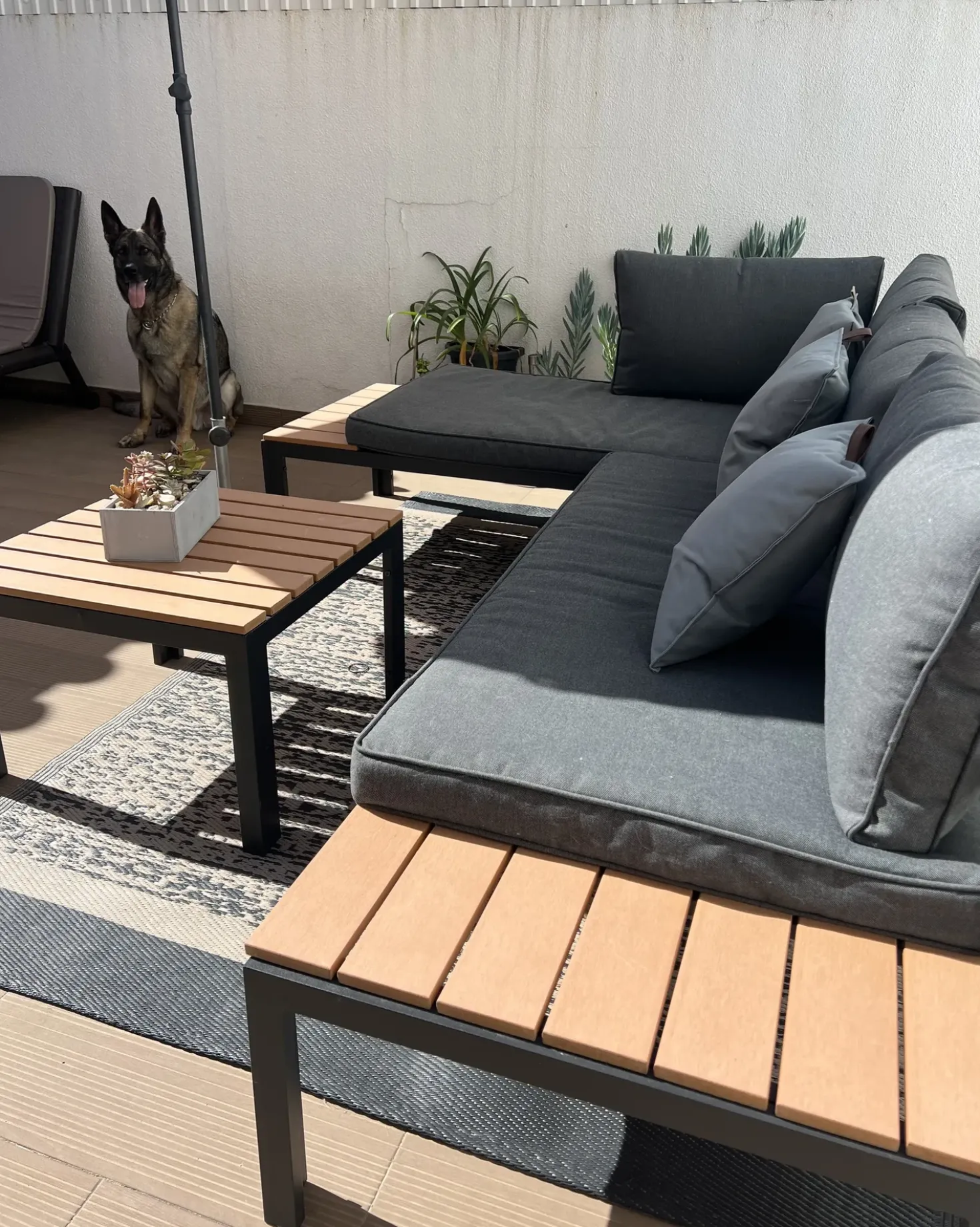 Set di divani angolari da giardino 4 posti PIENZA II Lato destro Modulare Grigio