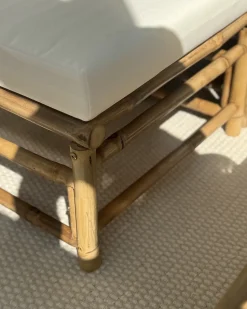 Set di divani angolari da giardino 4 posti CERRETO Lato Sinistro Bambù Bianco sporco