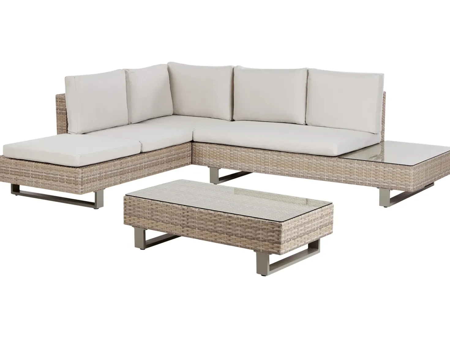 Set di divani angolari da giardino 5 posti LANCIANO Lato destro Rattan sintetico (PE) Bianco sporco