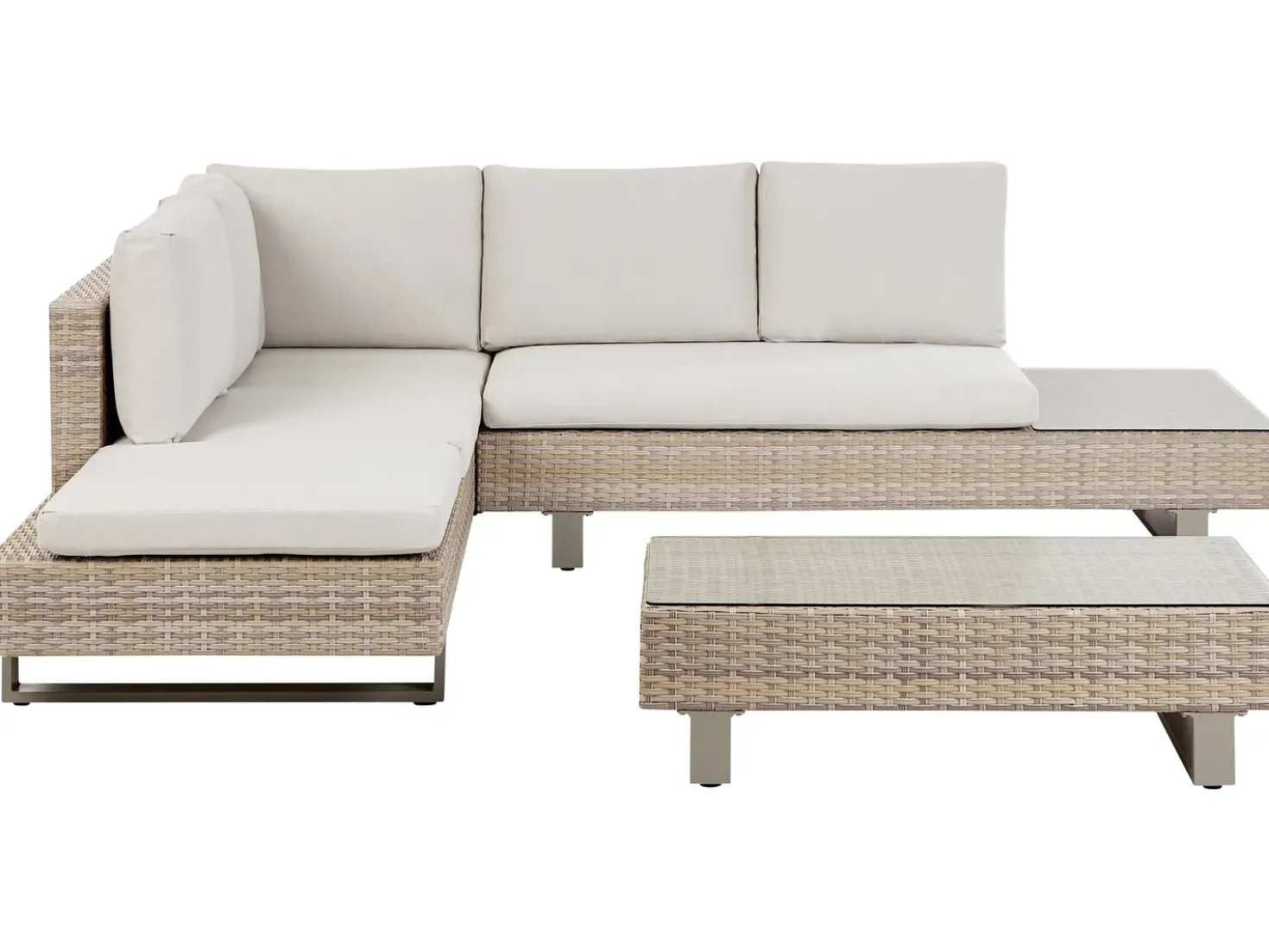 Set di divani angolari da giardino 5 posti LANCIANO Lato destro Rattan sintetico (PE) Bianco sporco