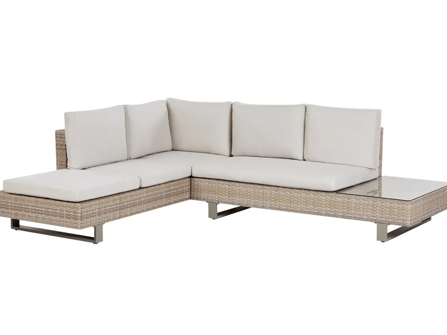 Set di divani angolari da giardino 5 posti LANCIANO Lato destro Rattan sintetico (PE) Bianco sporco