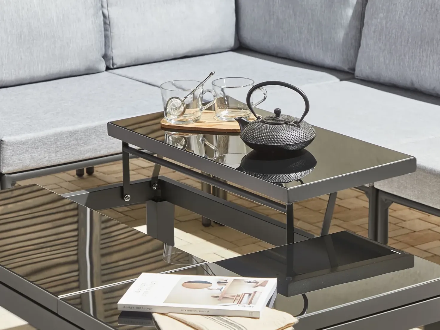 Set di divani angolari da giardino 6 posti FORANO Metallo Grigio
