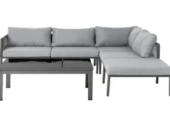 Set di divani angolari da giardino 6 posti FORANO Metallo Grigio