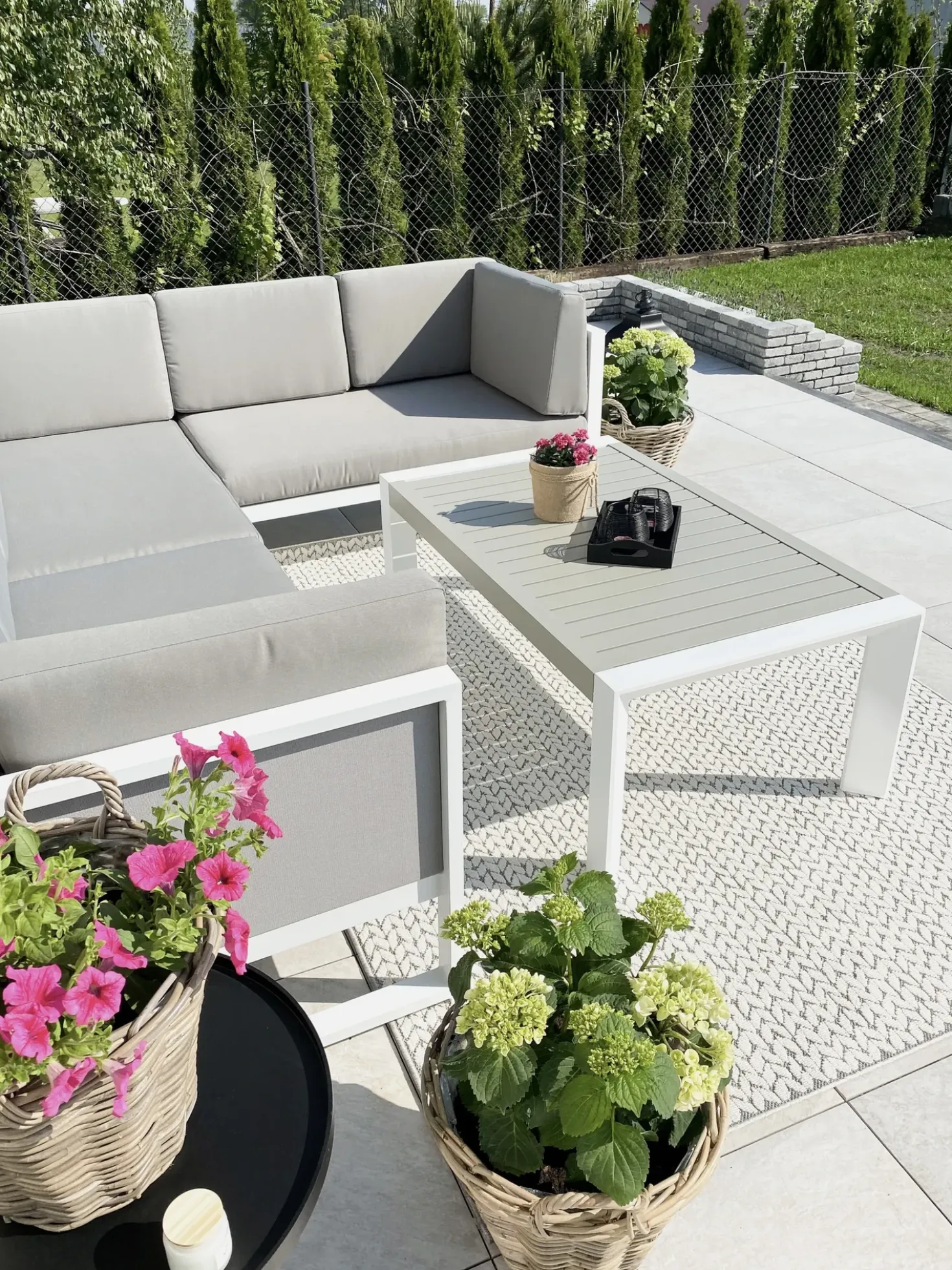 Set di divani angolari da giardino 6 posti CASTELLA Lato Sinistro Metallo Grigio