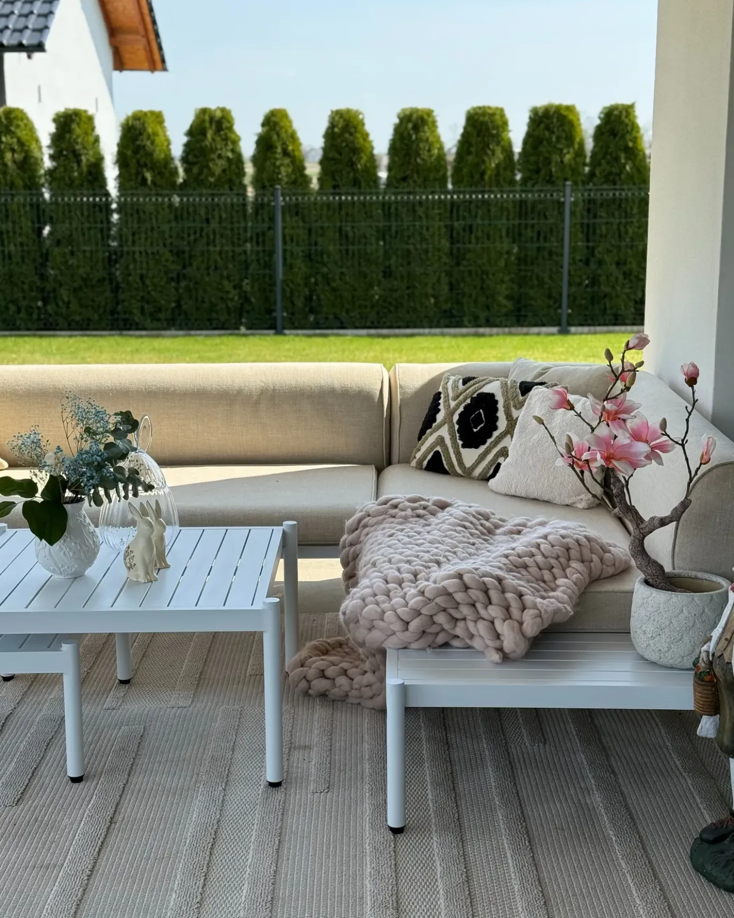 Set di divani angolari da giardino 5 posti RASIGLIA Lato Sinistro Metallo Beige
