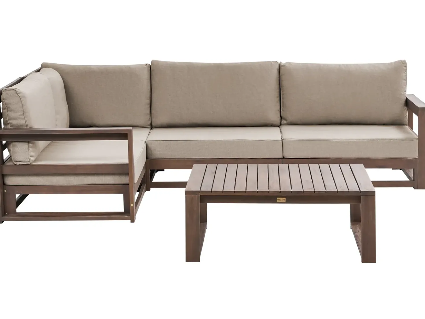 Set di divani angolari da giardino 4 posti TIMOR Lato destro Modulare Legno di acacia certificato Marrone scuro