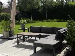 Set di divani angolari da giardino 5 posti MESSINA Lato Sinistro Metallo Nero