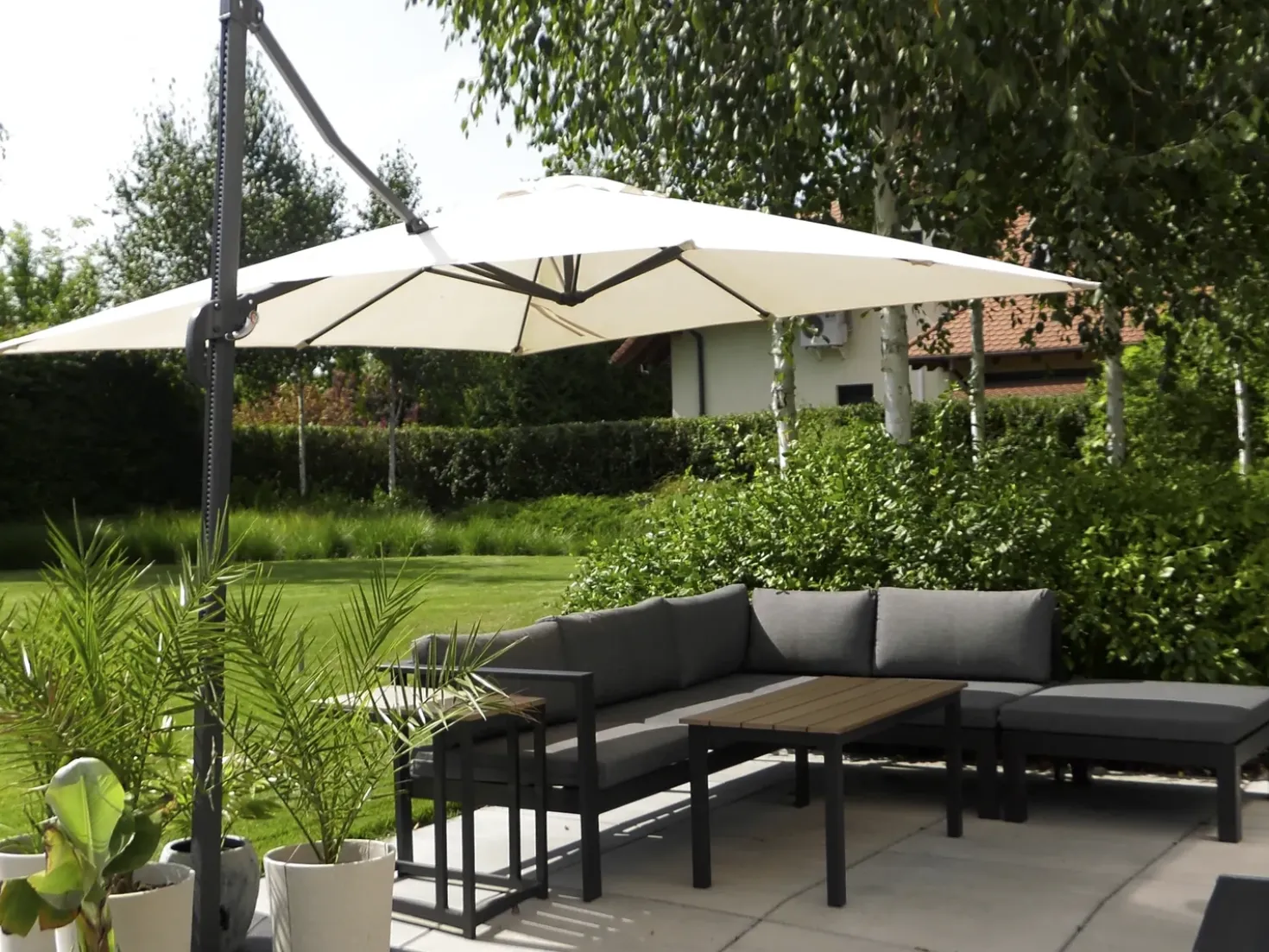 Set di divani angolari da giardino 5 posti MESSINA Lato Sinistro Metallo Nero