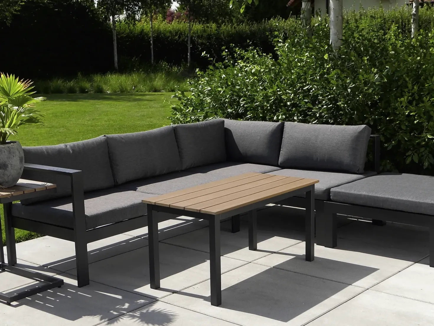 Set di divani angolari da giardino 5 posti MESSINA Lato Sinistro Metallo Nero