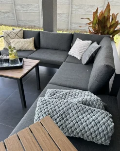 Set di divani angolari da giardino 5 posti MESSINA Lato Sinistro Metallo Nero