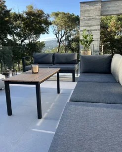Set di divani angolari da giardino 5 posti MESSINA Lato Sinistro Metallo Nero