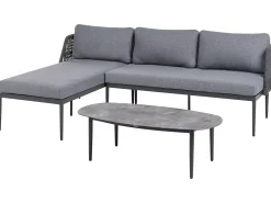 Set di divani angolari da giardino 3 posti LEFFE Lato destro Metallo Grigio
