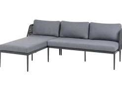 Set di divani angolari da giardino 3 posti LEFFE Lato destro Metallo Grigio