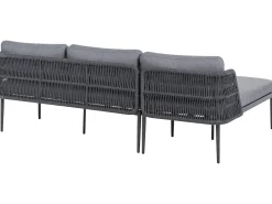 Set di divani angolari da giardino 3 posti LEFFE Lato destro Metallo Grigio
