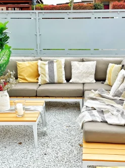 Set di divani angolari da giardino 5 posti POSITANO Grigio