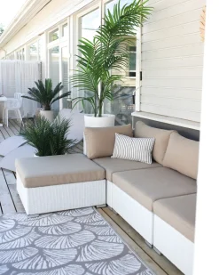 Set di divani angolari da giardino 4 posti SANO Lato Sinistro Modulare Rattan sintetico (PE) Bianco