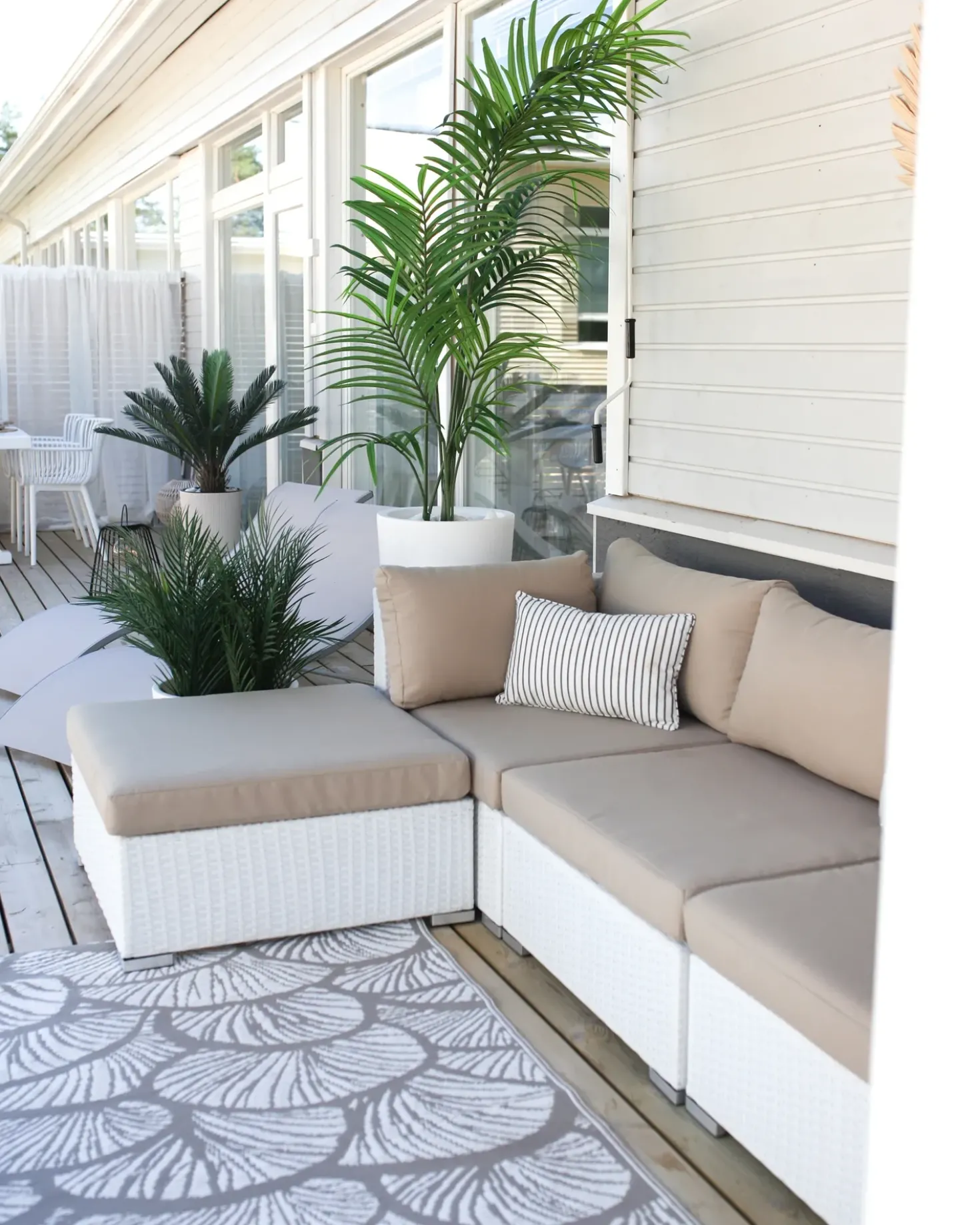 Set di divani angolari da giardino 4 posti SANO Lato Sinistro Modulare Rattan sintetico (PE) Bianco