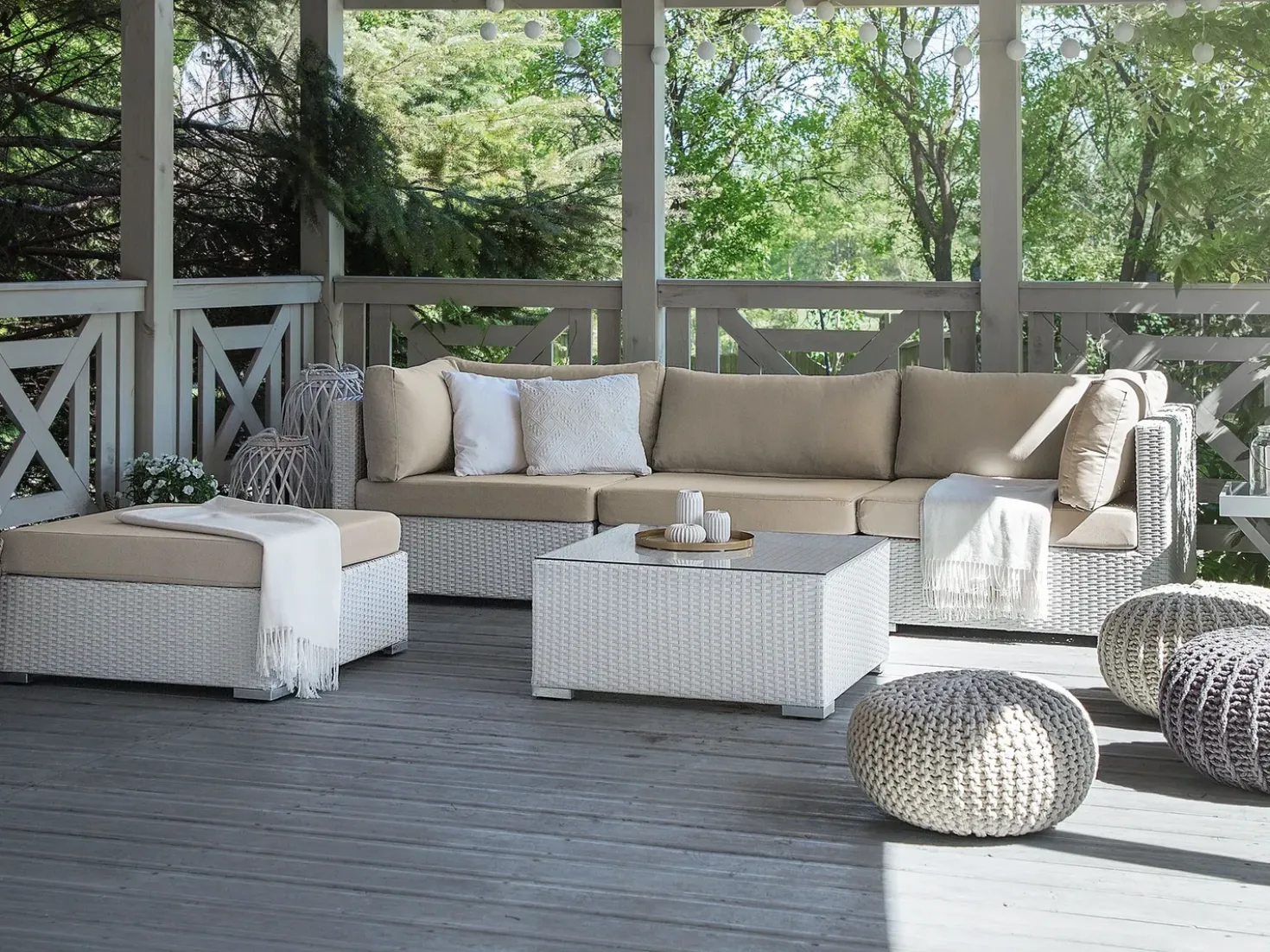 Set di divani angolari da giardino 4 posti SANO Lato Sinistro Modulare Rattan sintetico (PE) Bianco