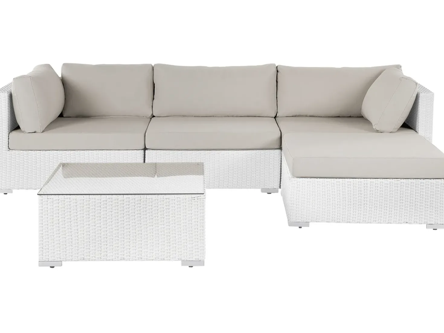 Set di divani angolari da giardino 4 posti SANO Lato Sinistro Modulare Rattan sintetico (PE) Bianco