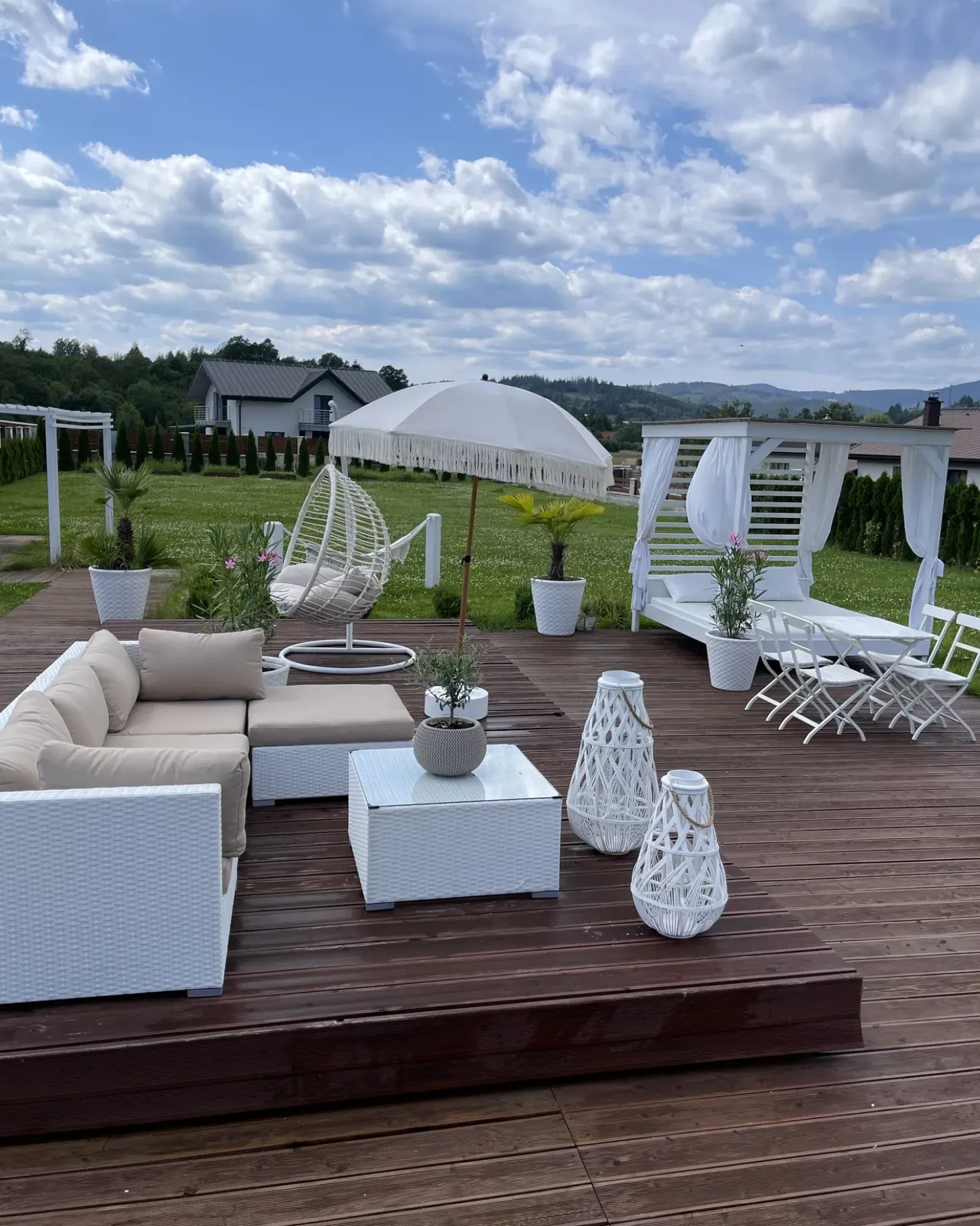Set di divani angolari da giardino 4 posti SANO Lato Sinistro Modulare Rattan sintetico (PE) Bianco