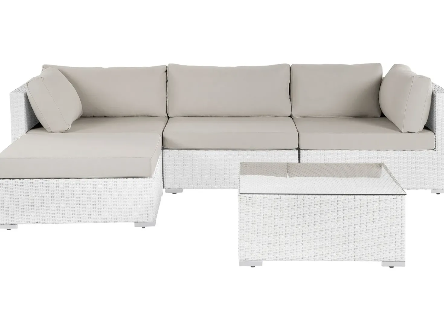 Set di divani angolari da giardino 4 posti SANO Lato Sinistro Modulare Rattan sintetico (PE) Bianco