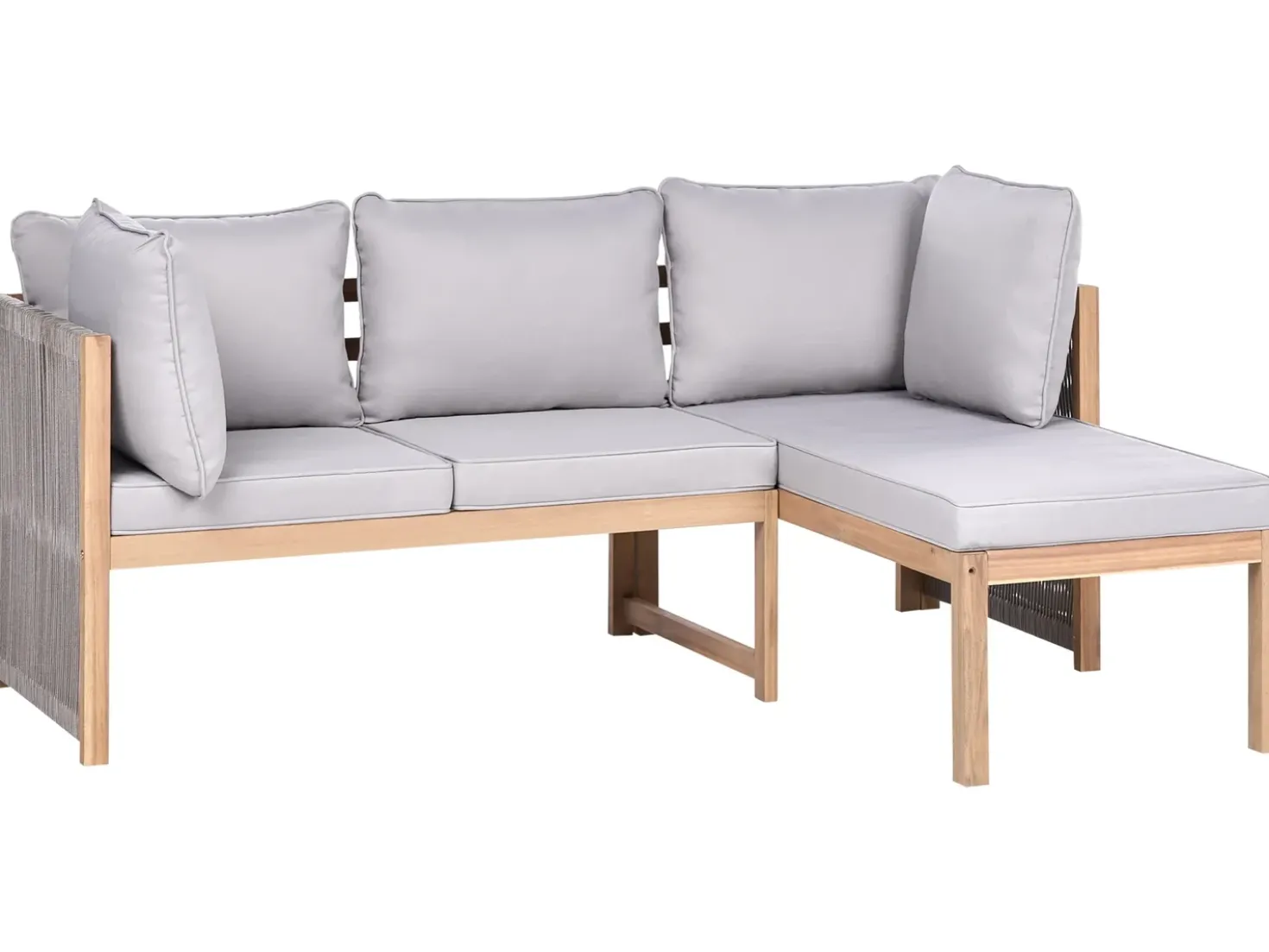 Set di divani angolari da giardino 3 posti ARABBA Lato Sinistro Legno di acacia certificato Grigio