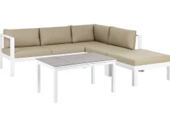 Set di divani angolari da giardino 5 posti MESSINA Lato Sinistro Metallo Beige sabbia