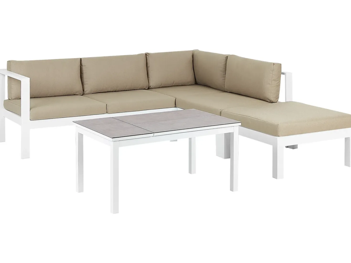 Set di divani angolari da giardino 5 posti MESSINA Lato Sinistro Metallo Beige sabbia