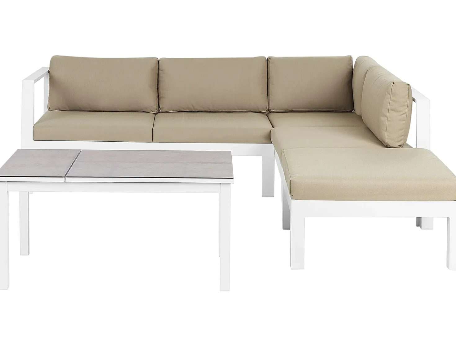 Set di divani angolari da giardino 5 posti MESSINA Lato Sinistro Metallo Beige sabbia