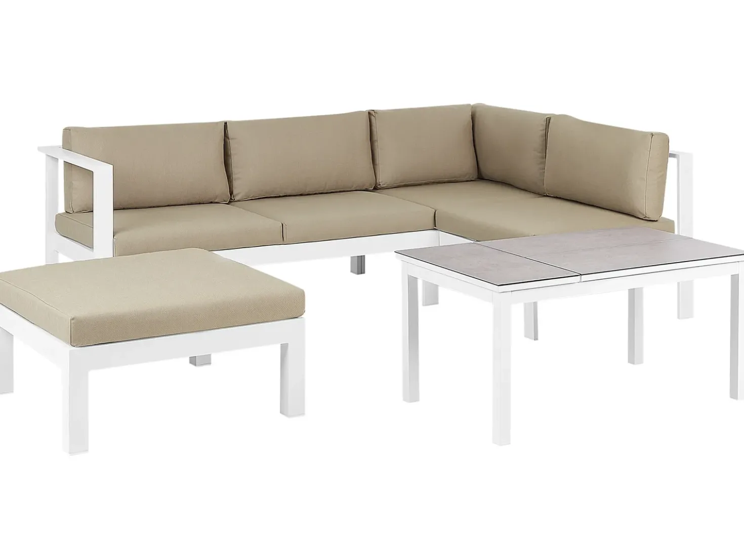 Set di divani angolari da giardino 5 posti MESSINA Lato Sinistro Metallo Beige sabbia