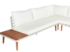 Set di divani angolari da giardino 5 posti CORATO Legno d'acacia Bianco sporco