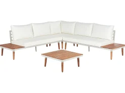 Set di divani angolari da giardino 5 posti CORATO Legno d'acacia Bianco sporco