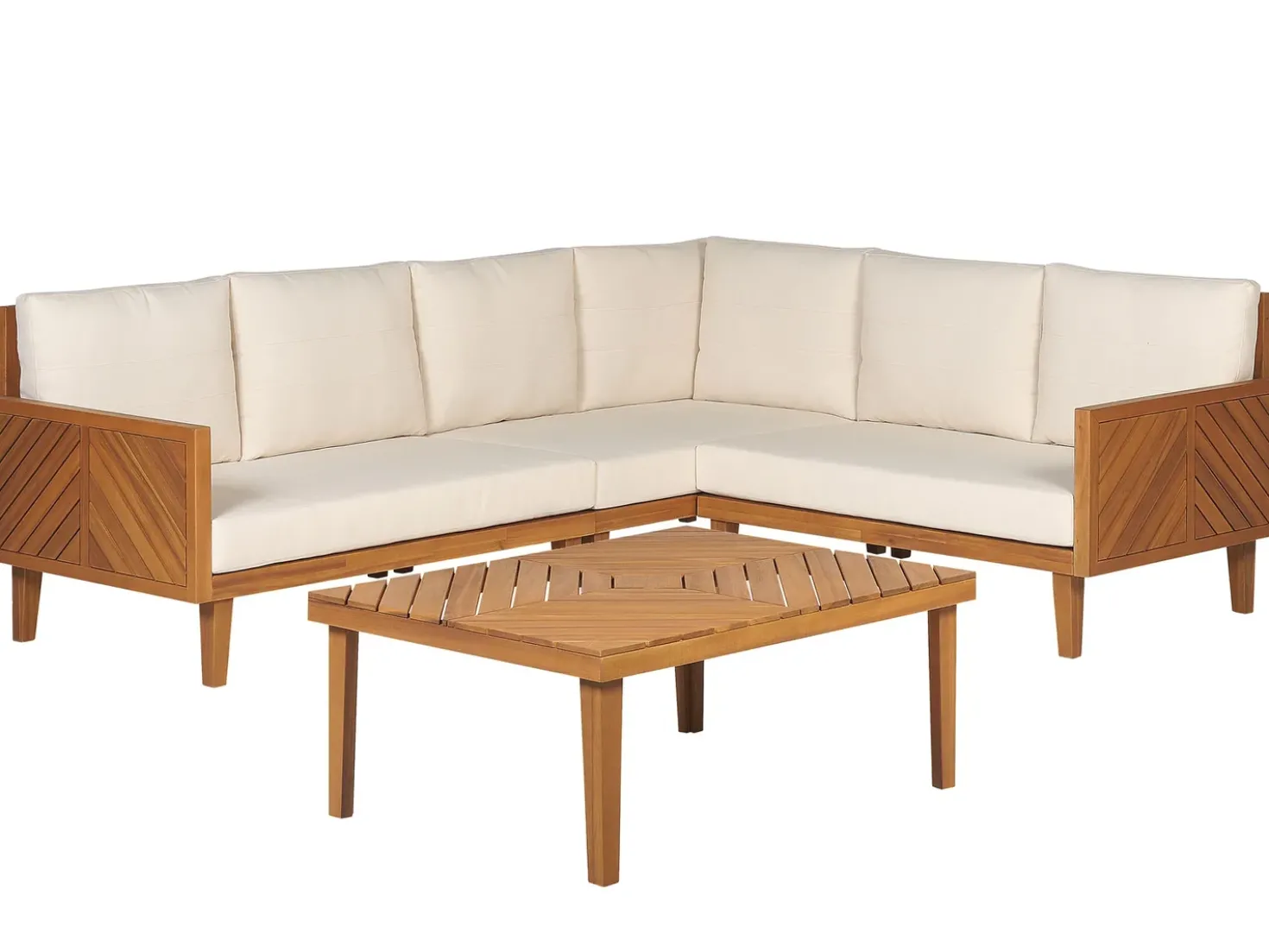Set di divani angolari da giardino 4 posti BARATTI Lato Sinistro Legno d'acacia Marrone