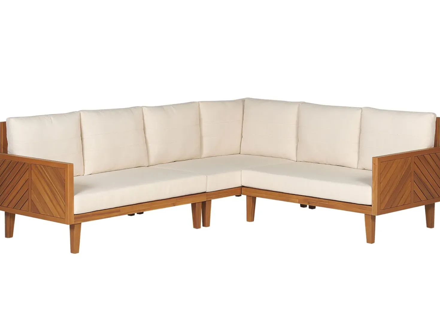 Set di divani angolari da giardino 4 posti BARATTI Lato Sinistro Legno d'acacia Marrone