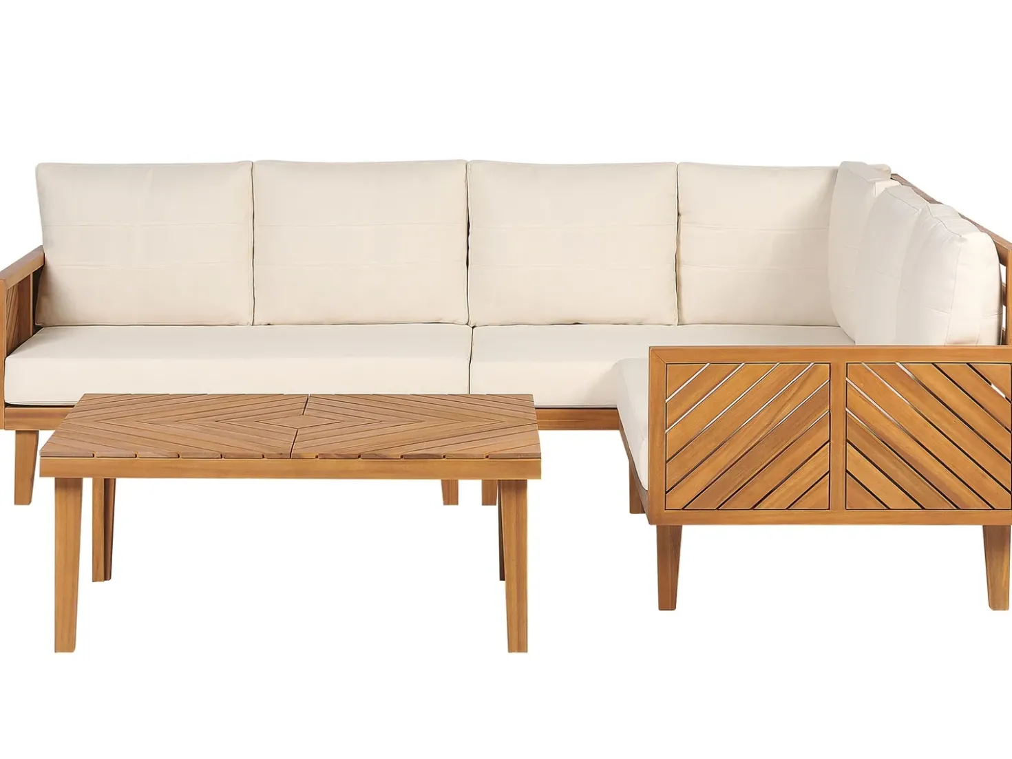Set di divani angolari da giardino 4 posti BARATTI Lato Sinistro Legno d'acacia Marrone