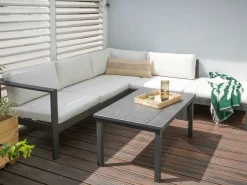 Set di divani angolari da giardino 5 posti MESSINA Lato Sinistro Metallo Bianco sporco