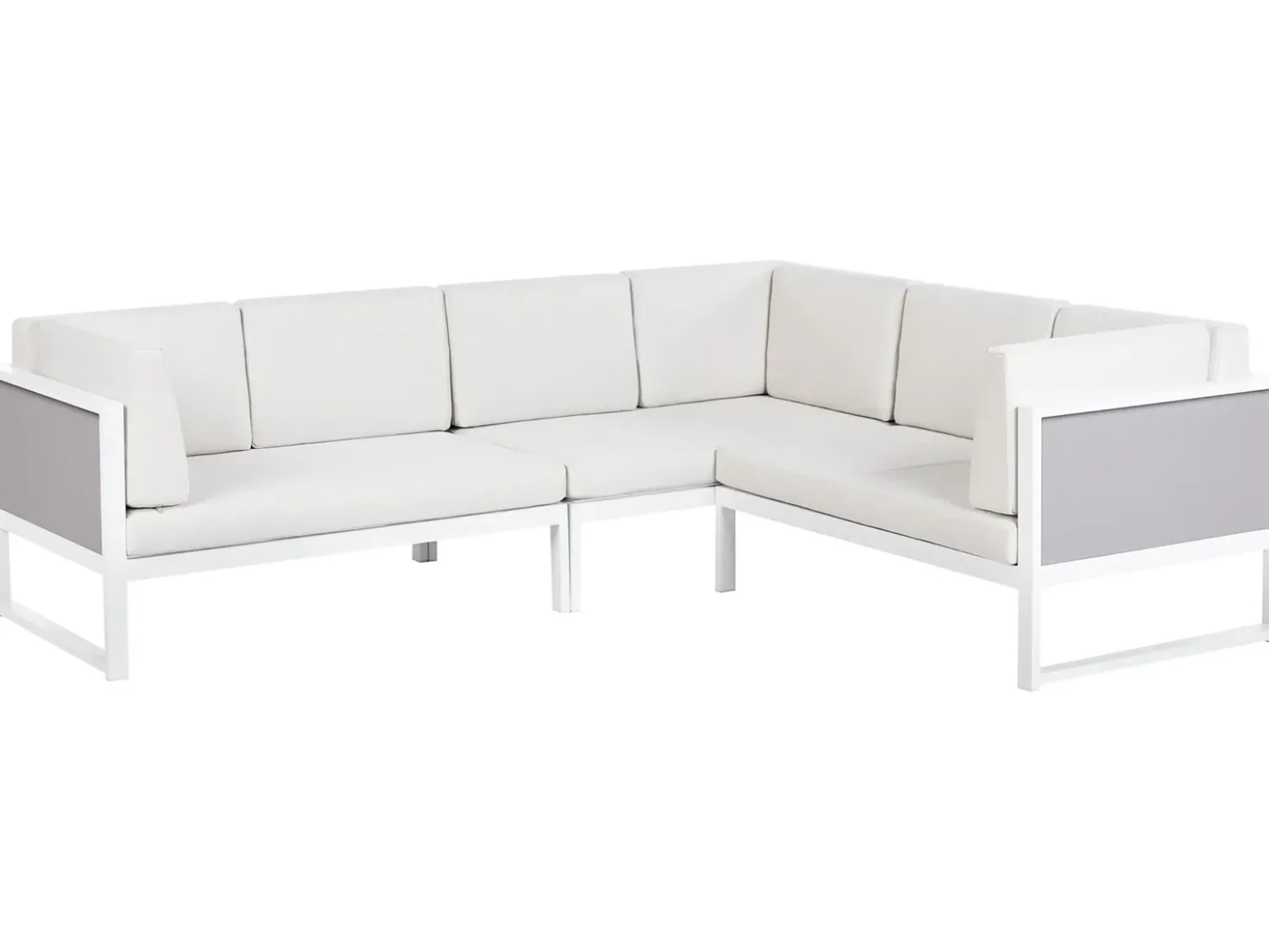 Set di divani angolari da giardino 6 posti CASTELLA/FRATTE Lato Sinistro Metallo Bianco sporco