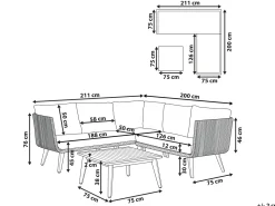 Set di divani angolari da giardino 5 posti ALCAMO Lato Sinistro Legno d'acacia Beige chiaro