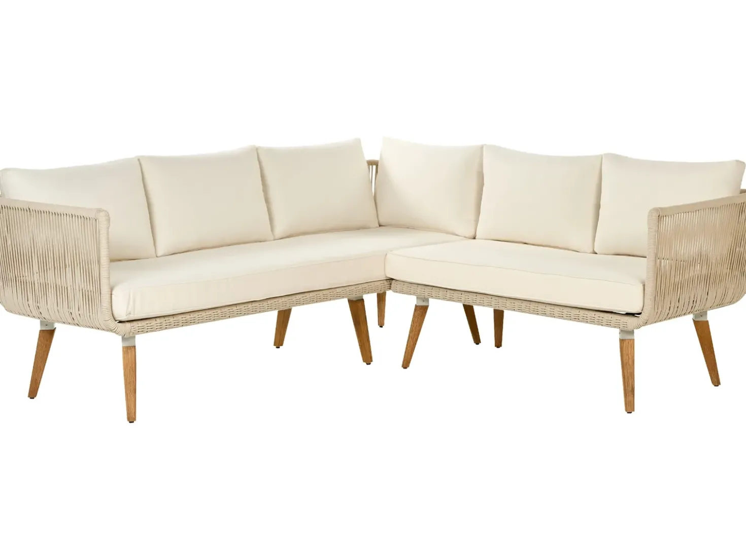 Set di divani angolari da giardino 5 posti ALCAMO Lato Sinistro Legno d'acacia Beige chiaro