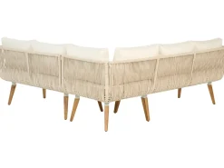 Set di divani angolari da giardino 5 posti ALCAMO Lato Sinistro Legno d'acacia Beige chiaro